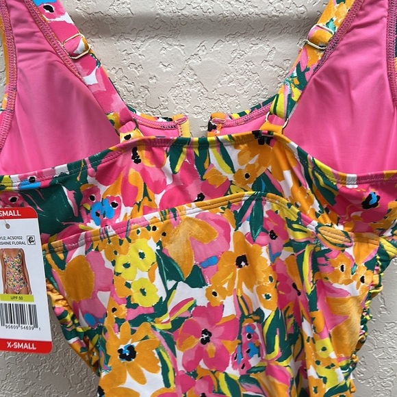 Anne Cole V Wire One Piece Swim Suit in Sunshine Floral XS - Picture 8 of 9